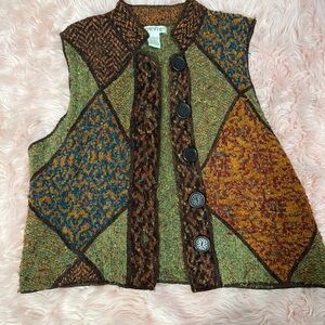Vintage Orvis Multicolor Knit Vest with Button Accents